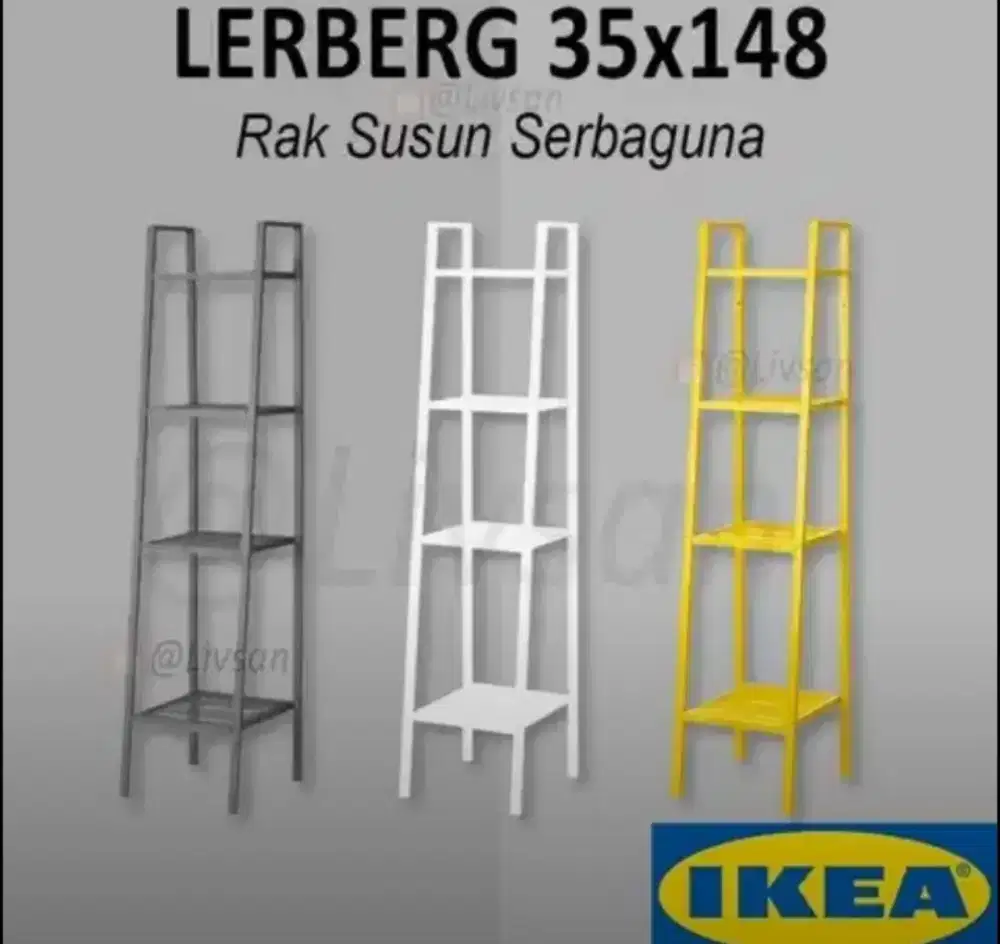 Lerberg IKEA 35 x  148 cm Rak Penyimpanan Putih Minimalis Besi
