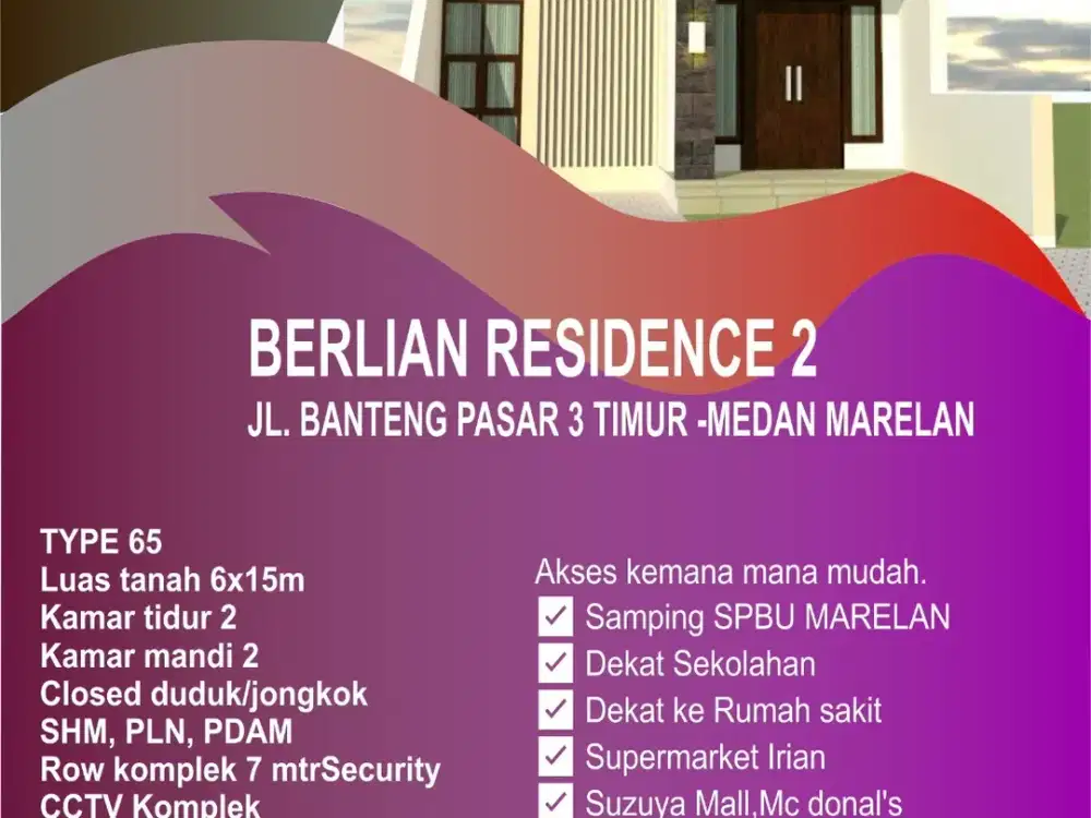 Rumah Modern Lokasi strategis di Medan Marelan