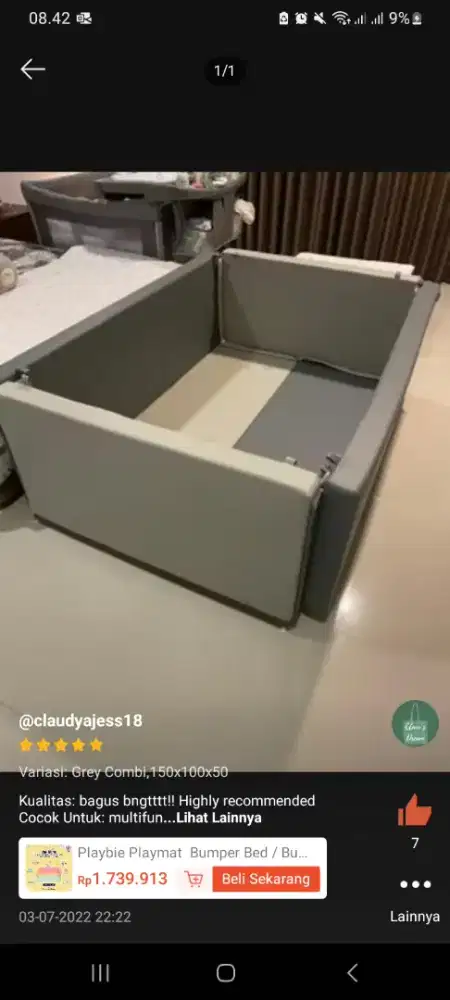 Playmat 150×100, bekas, 500 ribu ambil dirumah