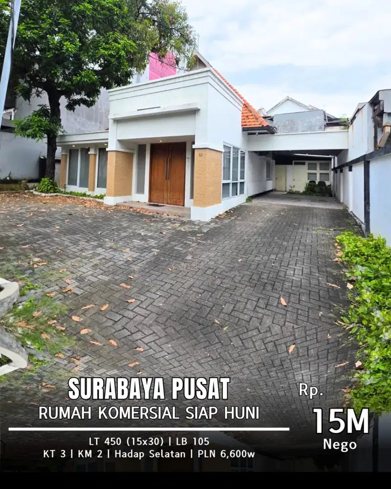 DIJUAL RUMAH KOMERSIAL SURABAYA PUSAT! COCOK UNTUK KLINIK ATAU KANTOR!
