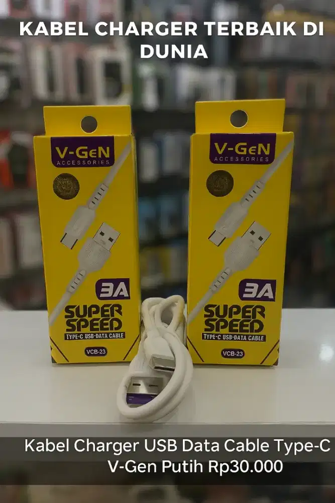 Kabel Charger Kabel Data USB Type C V-Gen Support Fast Charging 3A