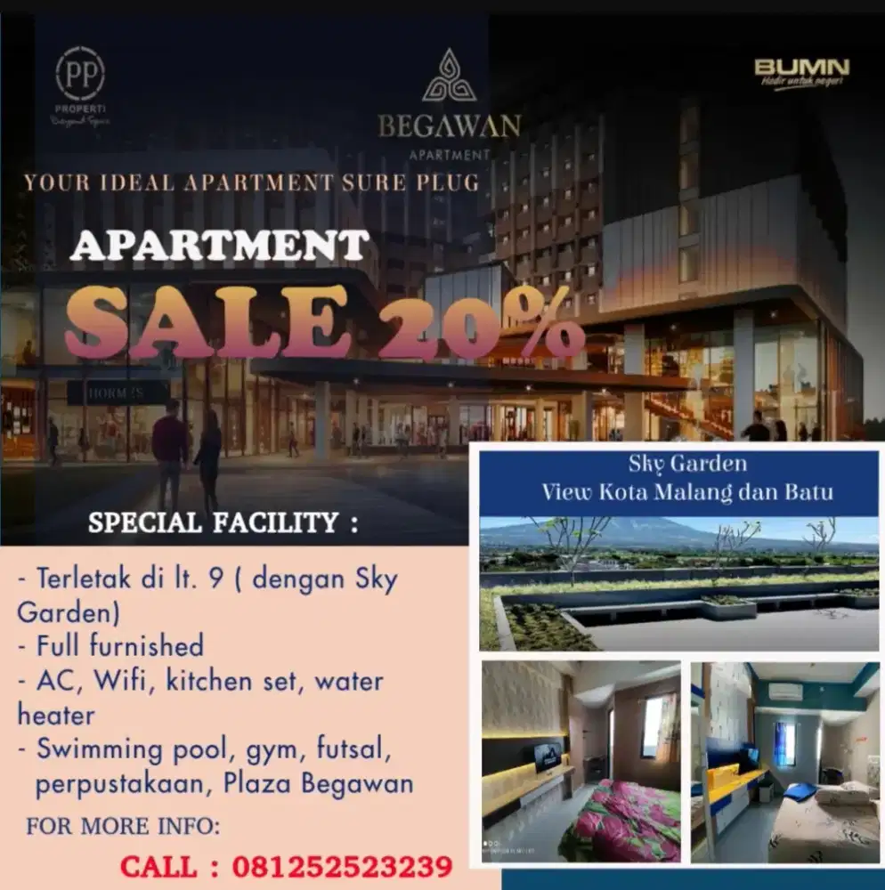 Dijual/disewakan Unit Apartemen di Begawan Apartment
