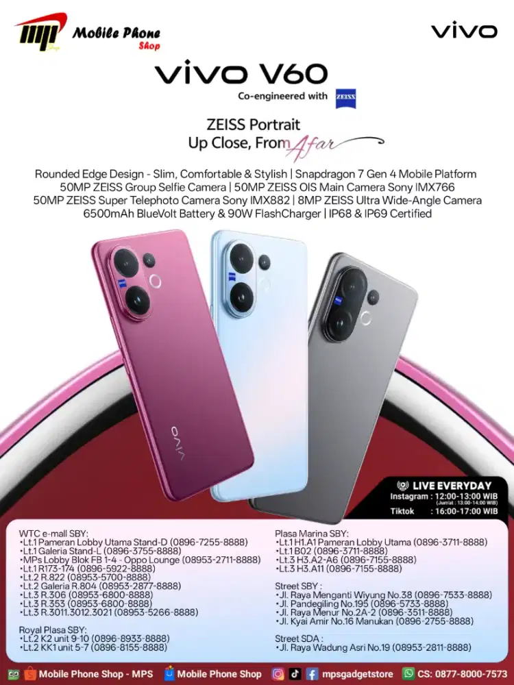 VIVO V60 zeiss ram 12/256