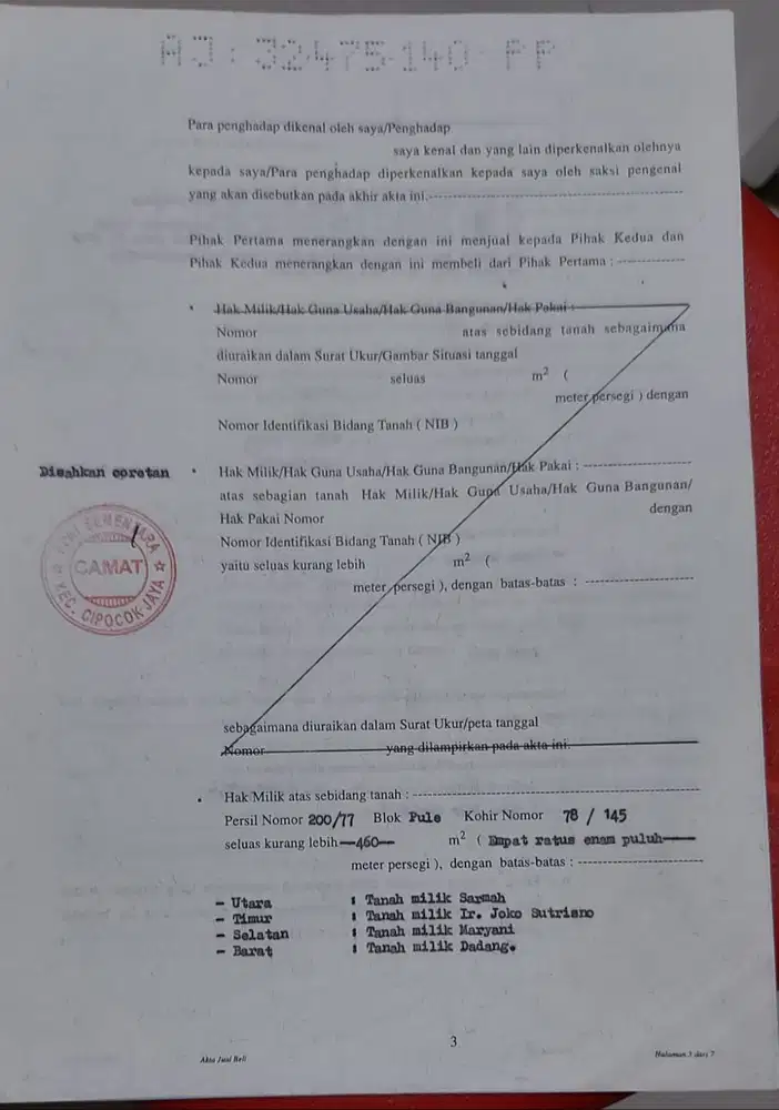 JUAL SEGERA TANAH KOSONG TEPI JALAN BANTEN