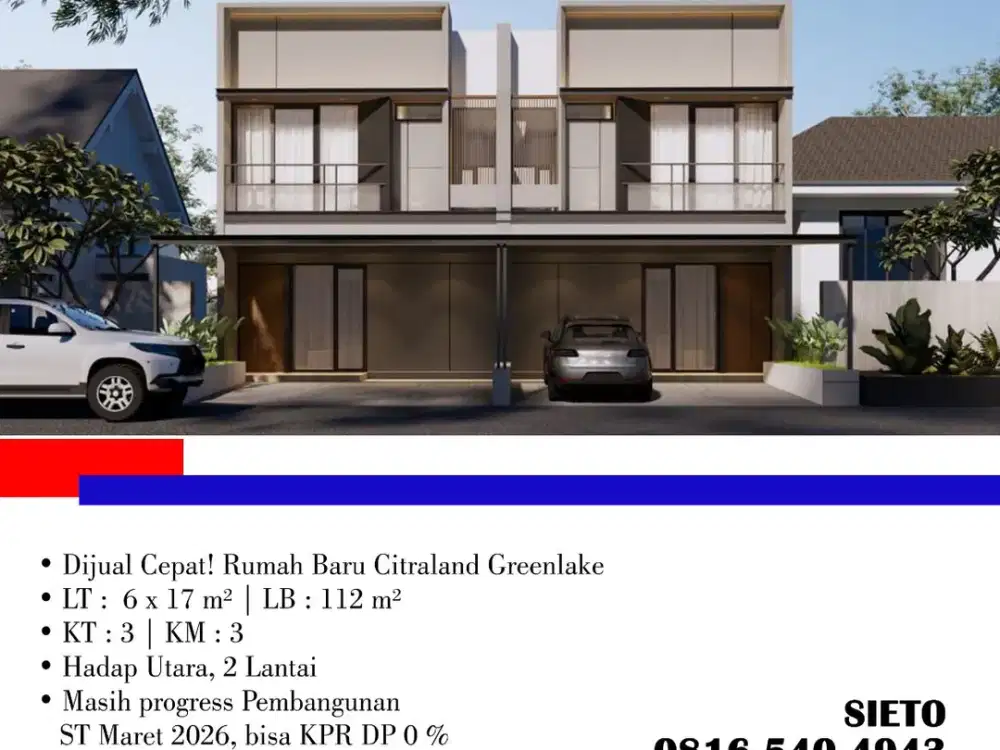 Dijual Cepat! Rumah Baru Citraland Greenlake