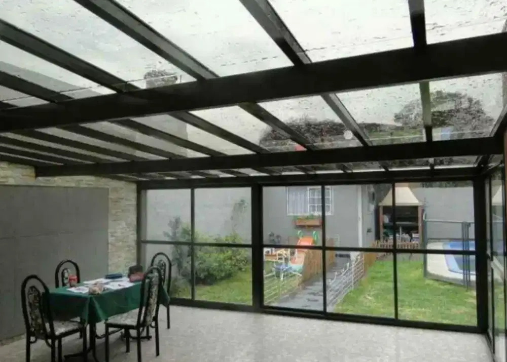 Kanopi atap kaca rangka besi holloh galpanis