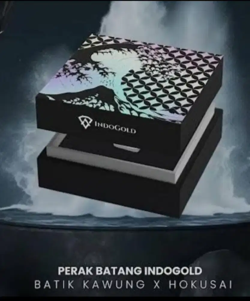 Perak fine silver Indogold 
batik kawung x hokusai 