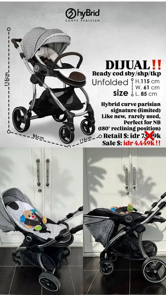 Stroller hybrid curve parisian signature stroler kokoh