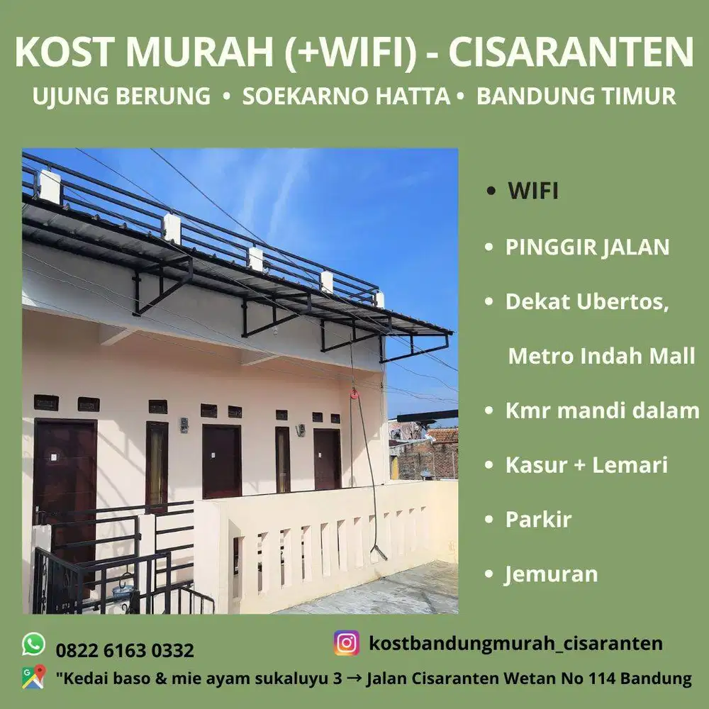 Kost Kosan Murah WIFI Bandung Ujung Berung -Soekarno Hatta - Cinambo