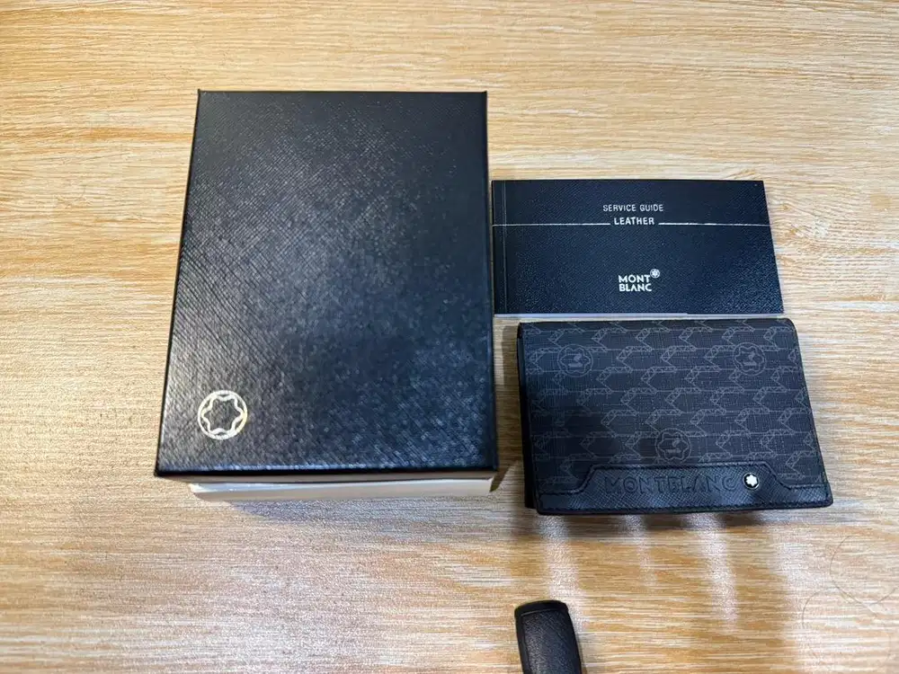 Montblanc Card Holder Black Canvas and Leather Bifold Wallet