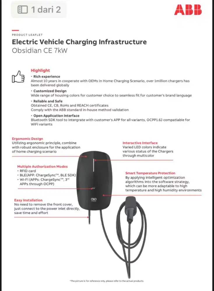 Wall Charger Obsidian ABB 7kwh