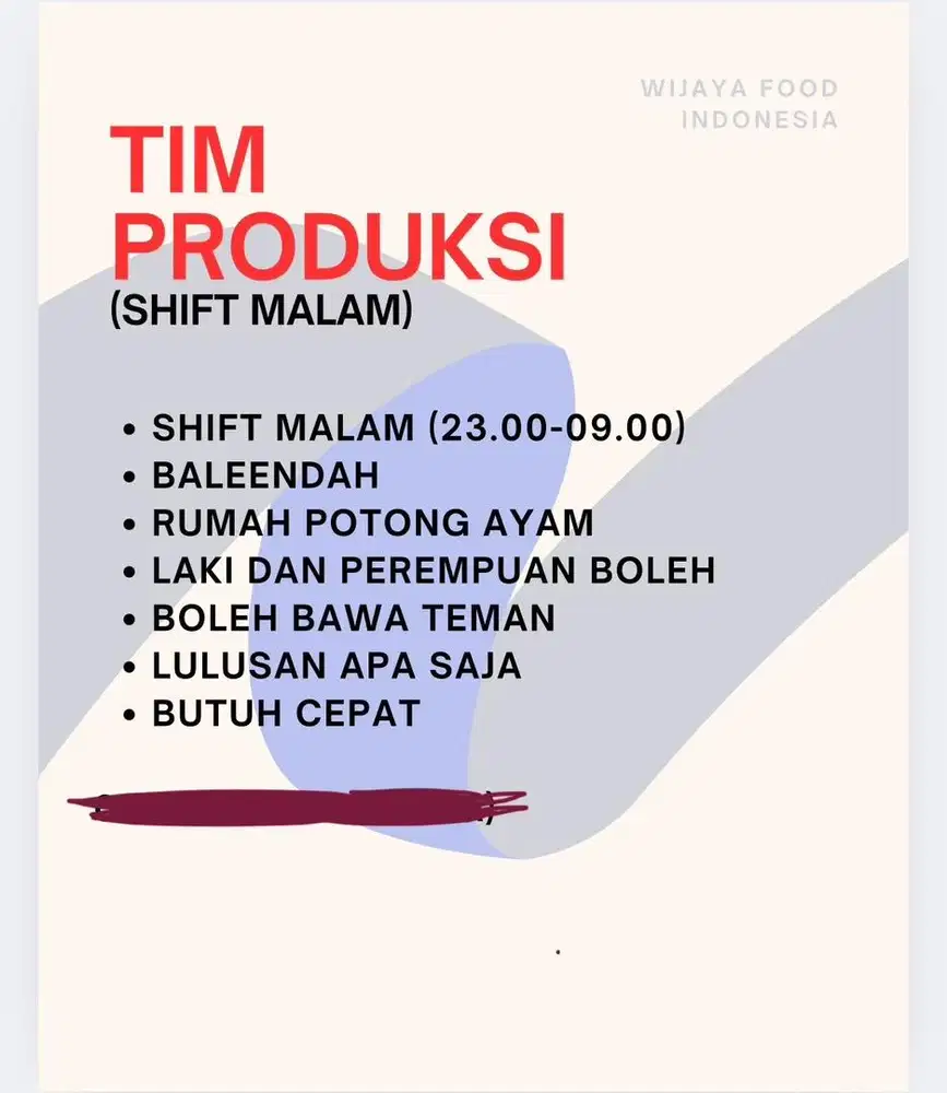 DIBUTUHKAN CEPAT (shift malam)