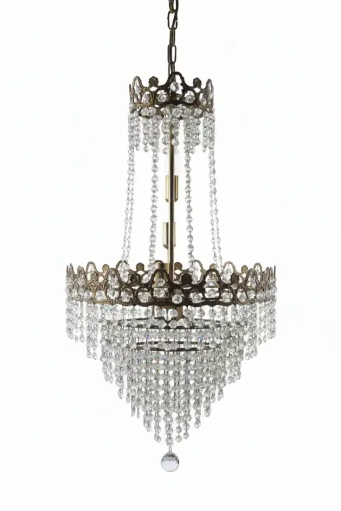 Lampu gantung kristal batangan kuningan