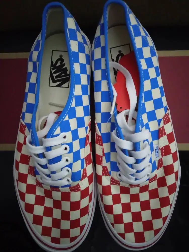 Sepatu Vans Authentic Checkerboard Blue/Red
