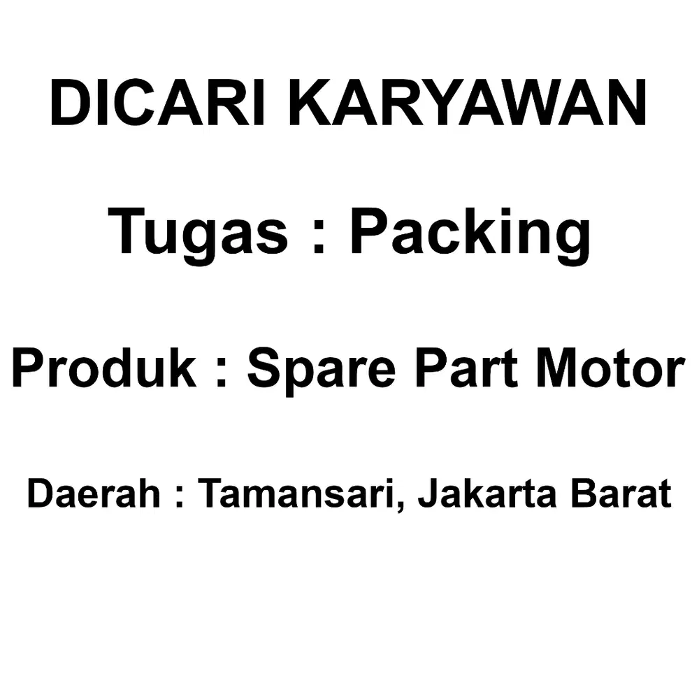 Lowongan Packing Online Shop