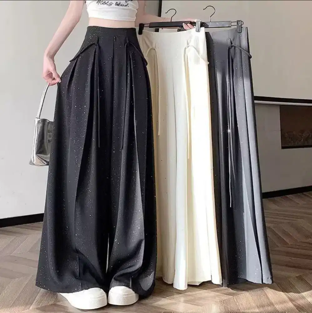 Celana wanita model kulot payet halus - Barang Impor