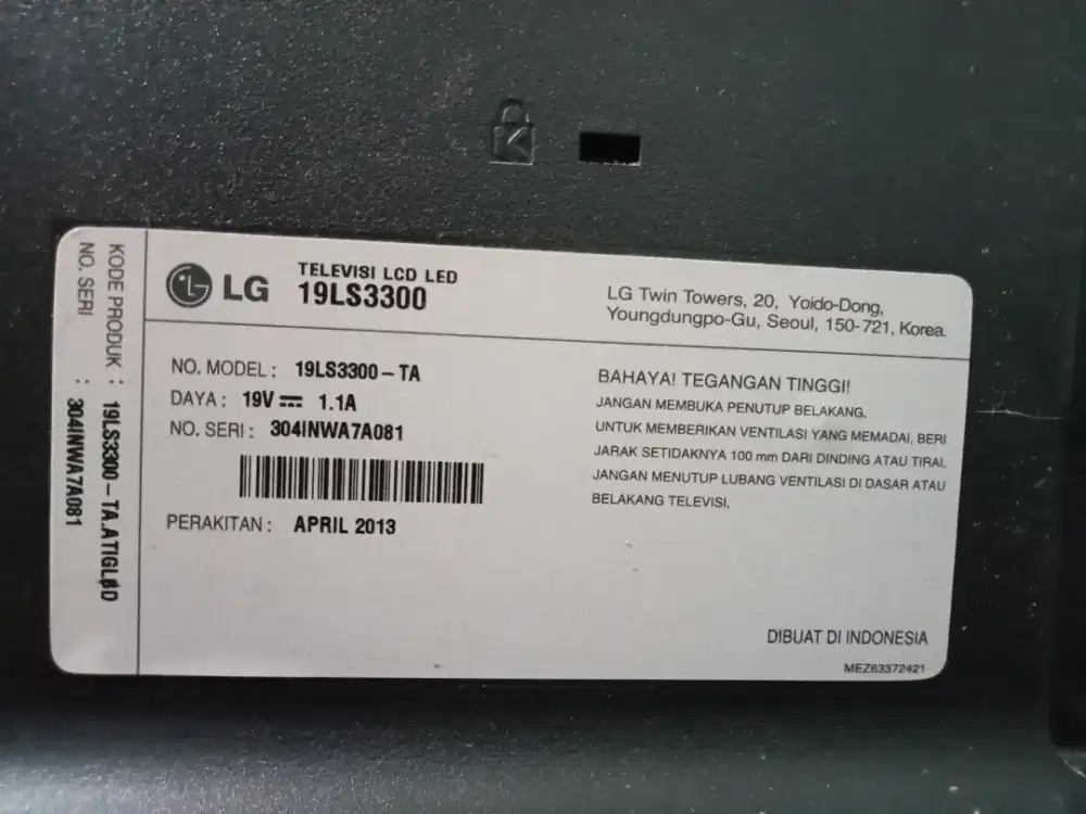 TV LCD merk LG uk 17 inch