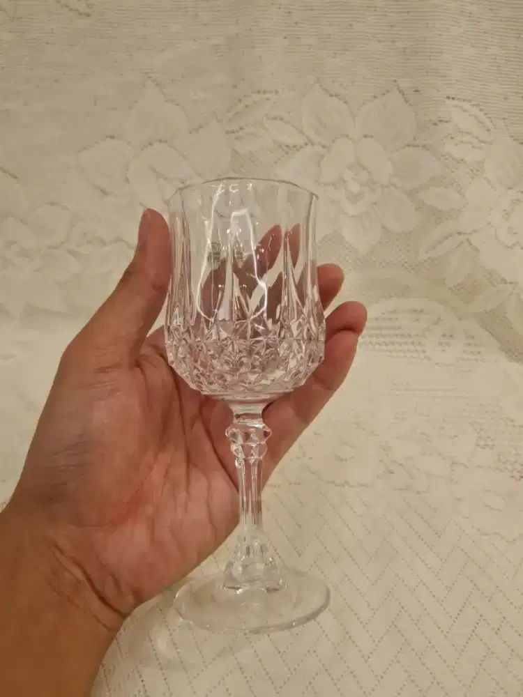 Gelas Kristal/Kaca Berkaki Mini Motif Potongan Berlian
