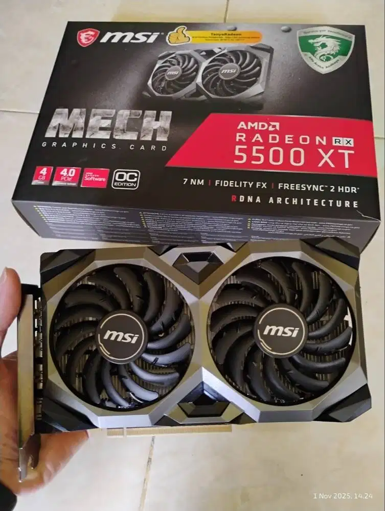 MSI RX 5500XT 4GB 128Bit DDR6 1x8 PinPower