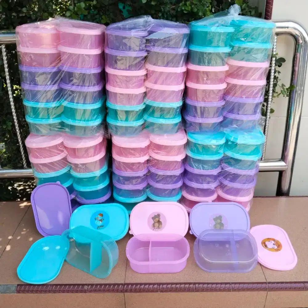 12 Pcs Tepak Makan / Lunchbox / Kotak Makan Oval 2 Sekat