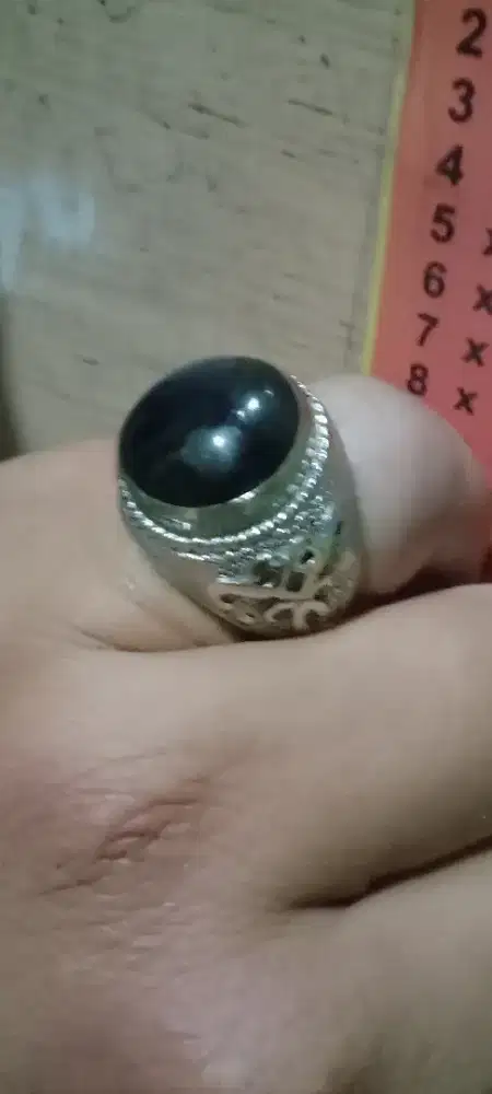 Cincin Bacan hitam ikatan perak hongkong