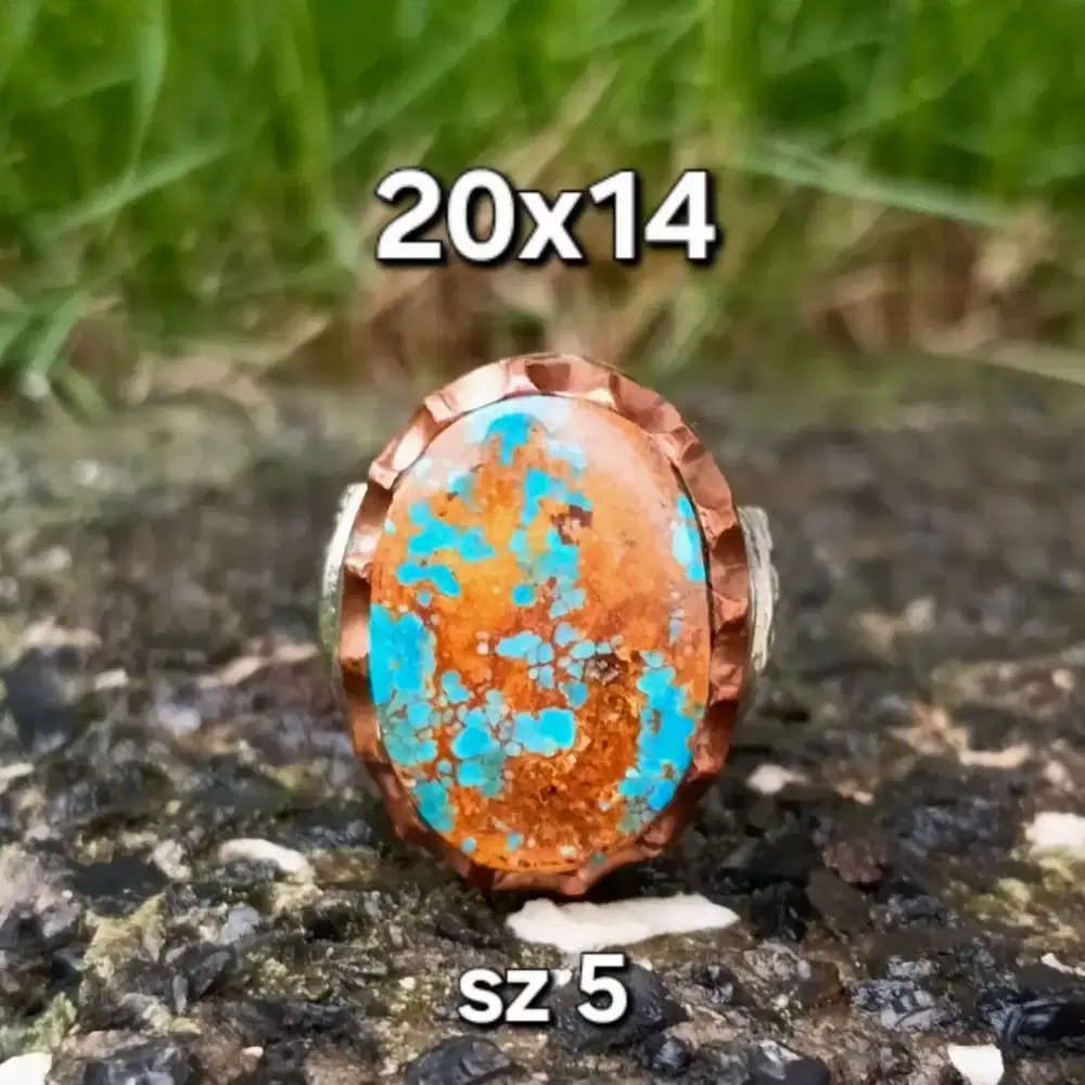 Cincin pirus persia biru urat emas