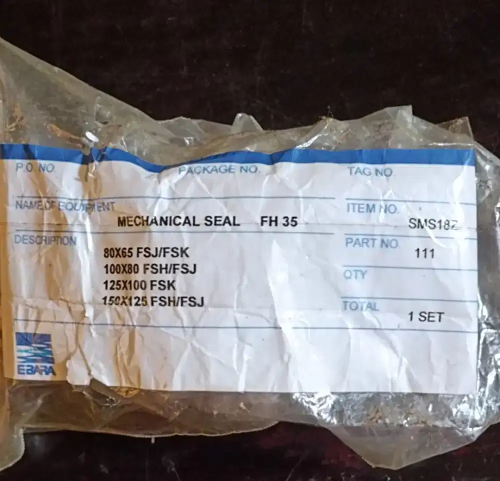 Mechanical seal pompa ebara