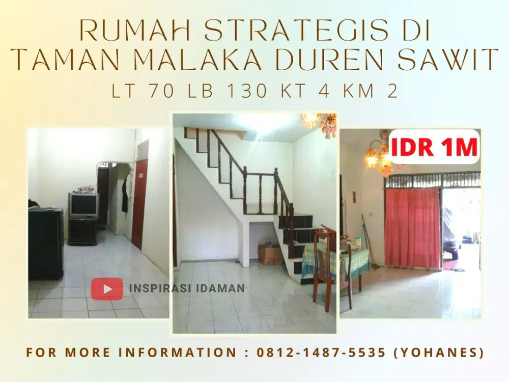 Rumah 2 Lantai Strategis di Taman Malaka Duren Sawit
