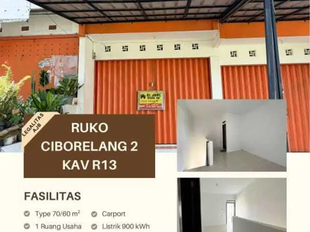 Jual Ruko 2 lantai pinggir jalan Cibolerang Cinunuk Bandung Timur