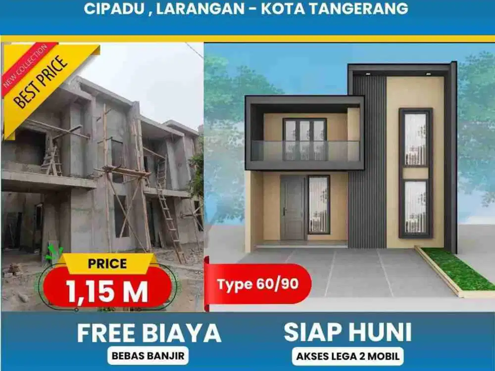 Rumah Dijual cluster Murah Cipandu Tangsel KPR Strategis nego