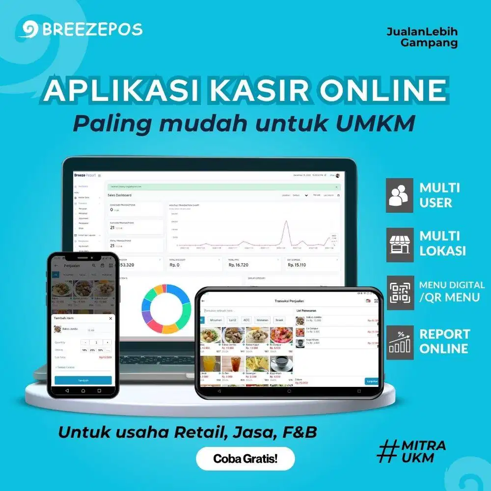 APLIKASI KASIR ANDROID, UNTUK BISNIS UMKM, TOKO, CAFE &amp; SALON