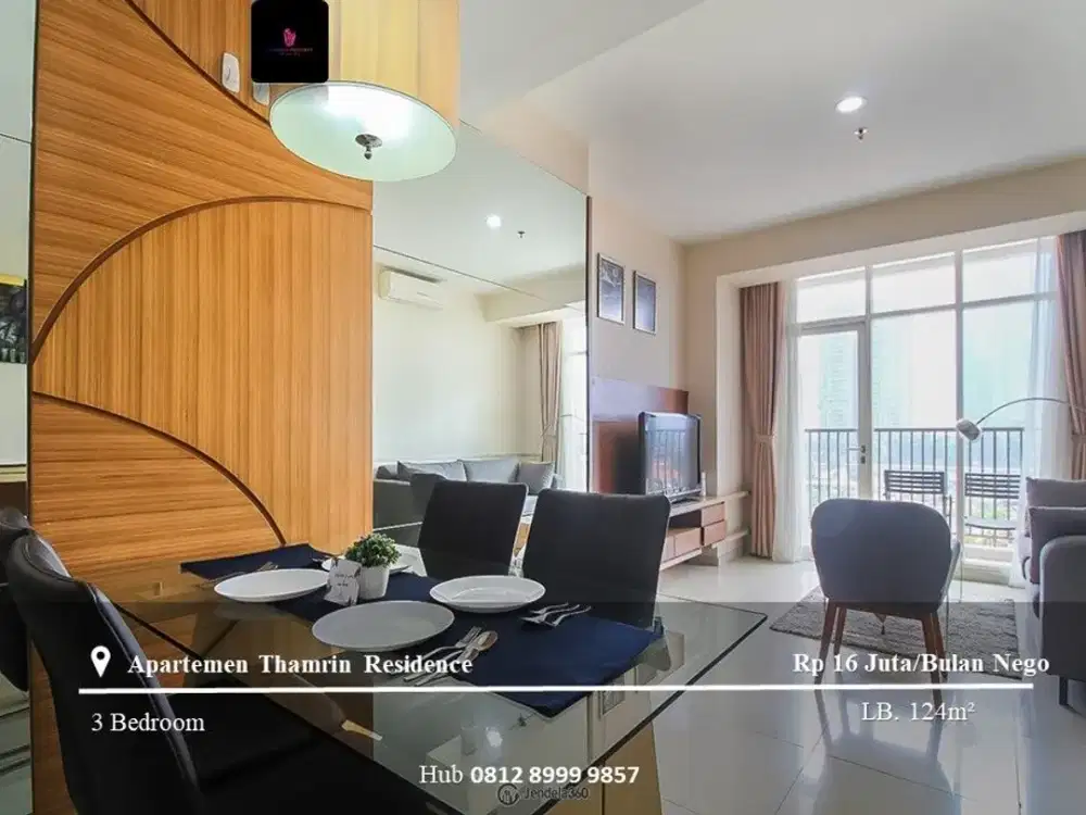 Disewakan Apartement Thamrin Residence Low Floor 3BR Full Furnished