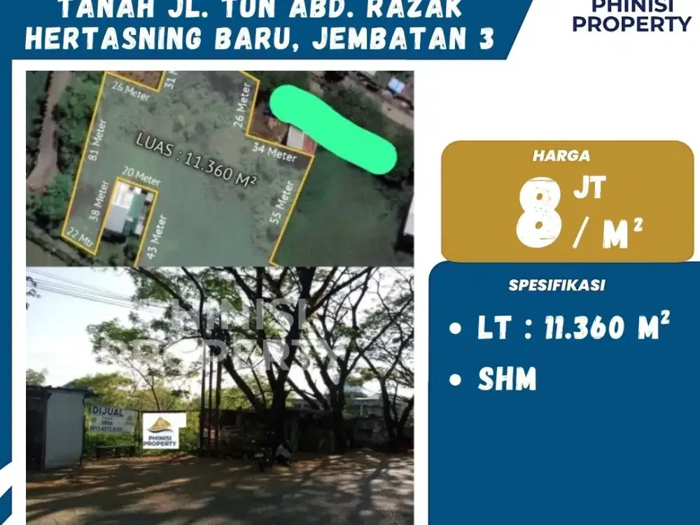 DIJUAL TANAH MURAH AREA RAMAI JL. TUN ABD RAZAK HERTASNING BARU