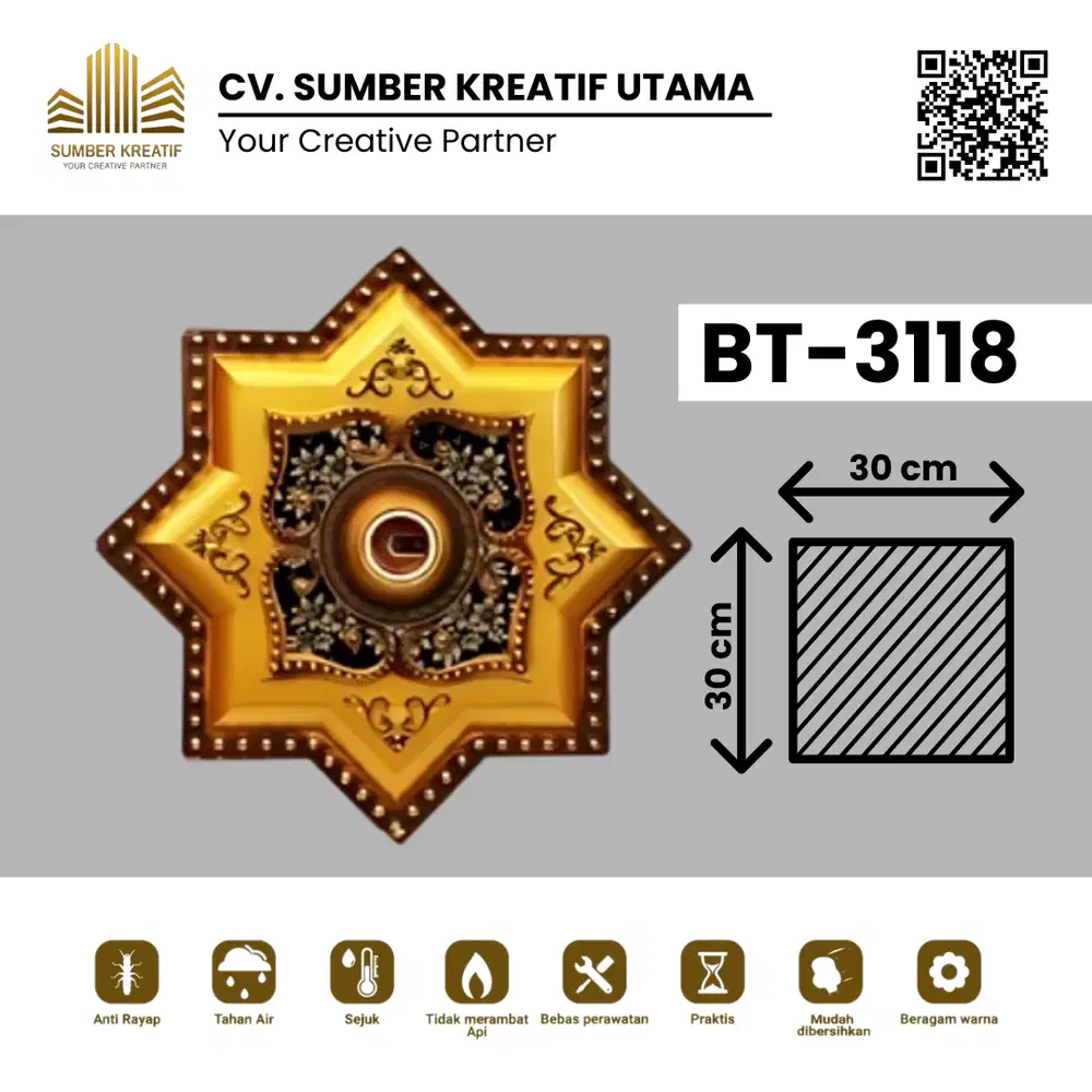 Ornamen Lampu PVC / Ornamen Plafon PVC - BT 3118