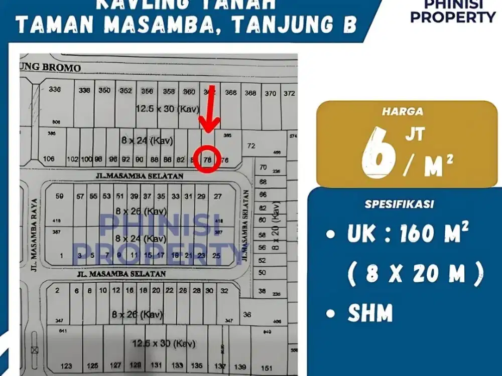 DIJUAL KAVLING TAMAN MASAMBA CUMA 6 JUTAAN PERMETER UDAH SHM