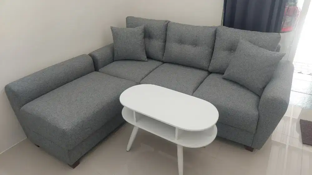 Sofa abu abu 3 puff tangan