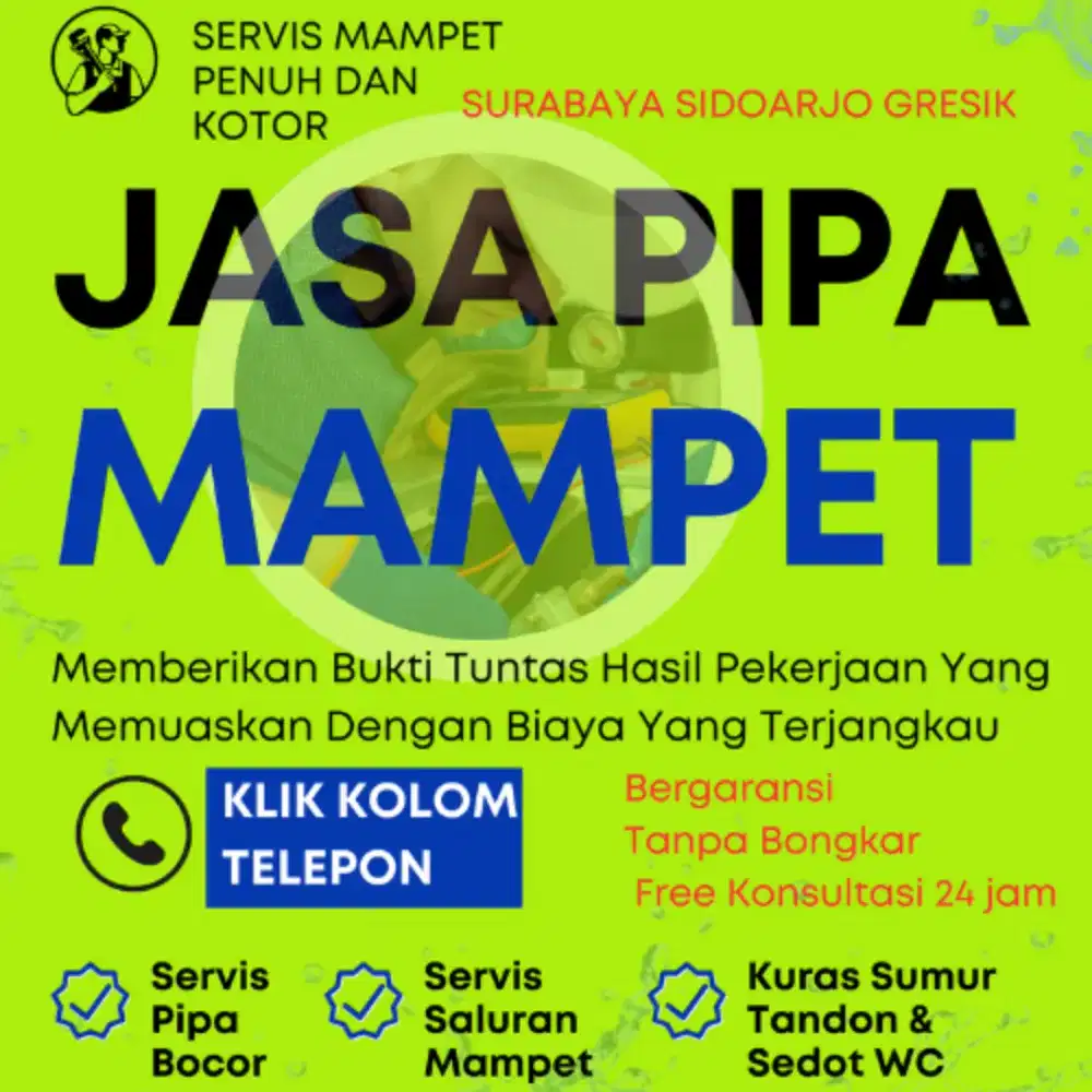 Sedot WC Saluran Pipa Mampet Wastafel Selokan Got Kuras Sumur Tandon K