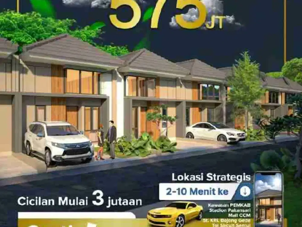 Rumah 1 lantai full furnished bebas biaya biaya  harga terjangkau di Cibinong