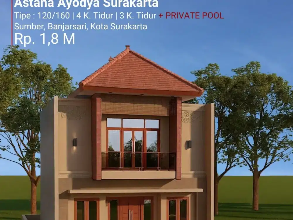 Rumah Tropis 2 Lt Sumber Solo Bonus Kolam Renang