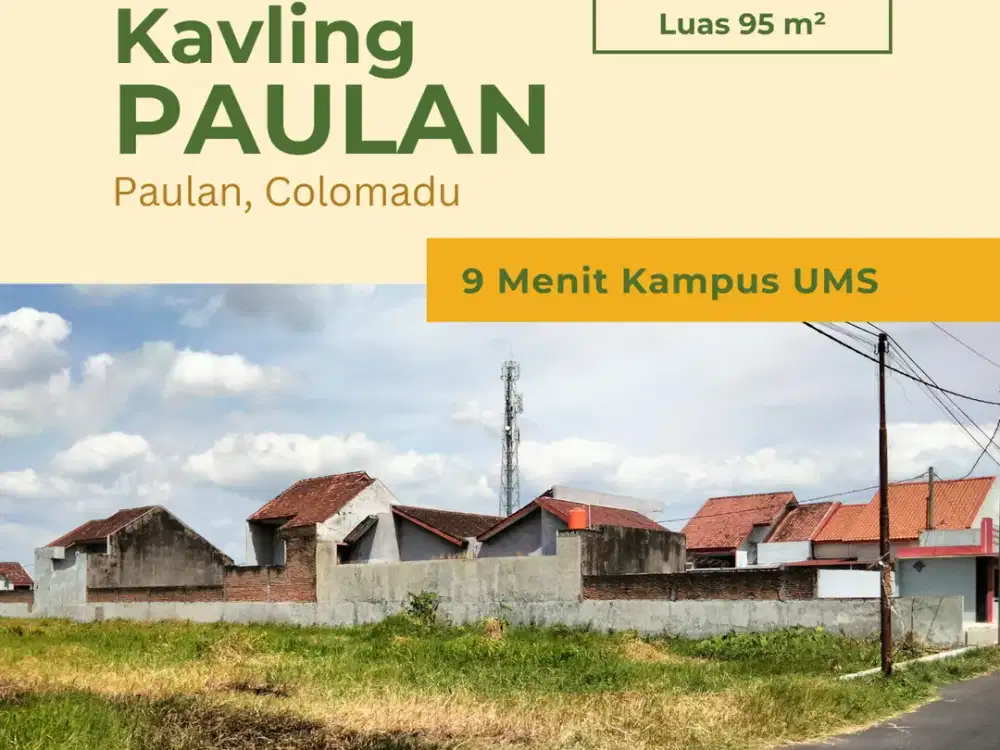 TANAH 95m² Area Perumahan Colomadu Solo 350 Jutaan