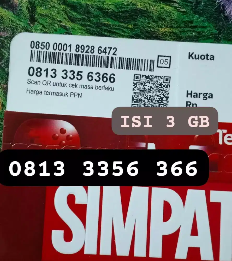 KUOTA 3 GB NOMOR CANTIK SIMPATI 11 DIGIT BARU.