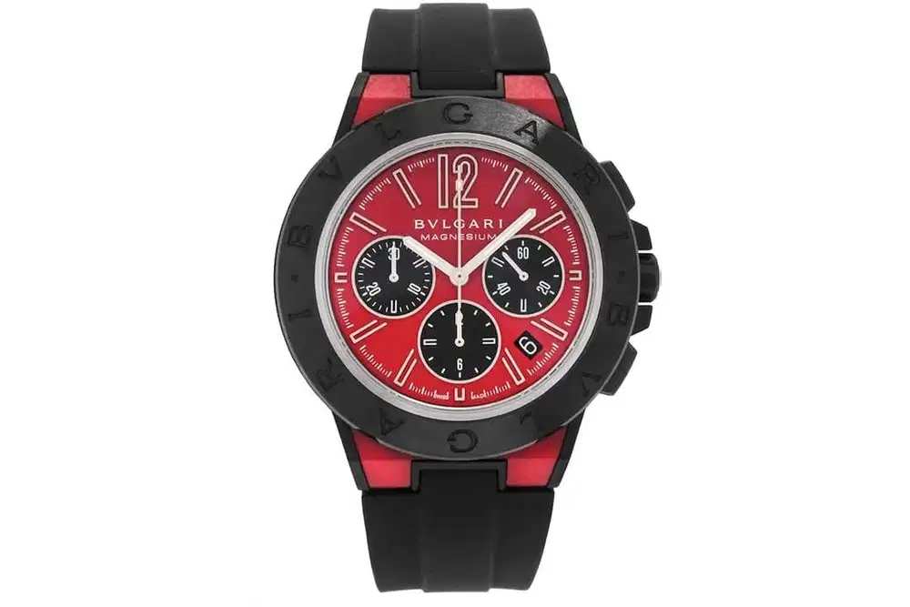 Bvlgari Diagono Magnisium Red Chrono Automatic rubber 42 watch only