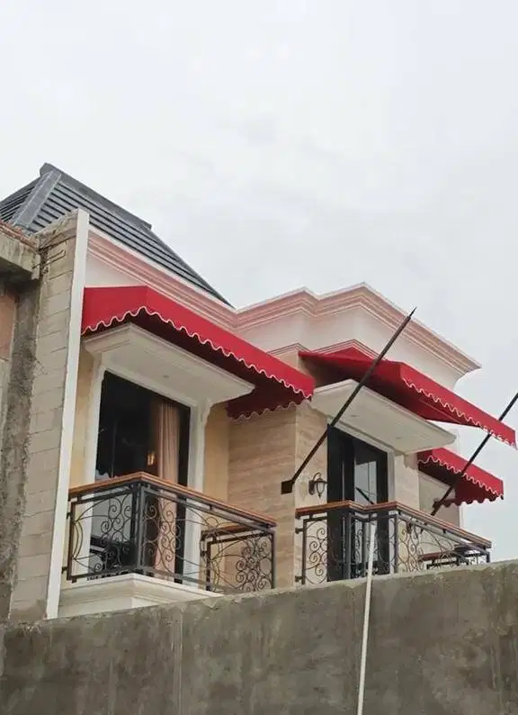 kanopi kain awning untuk teras rumah warna merah