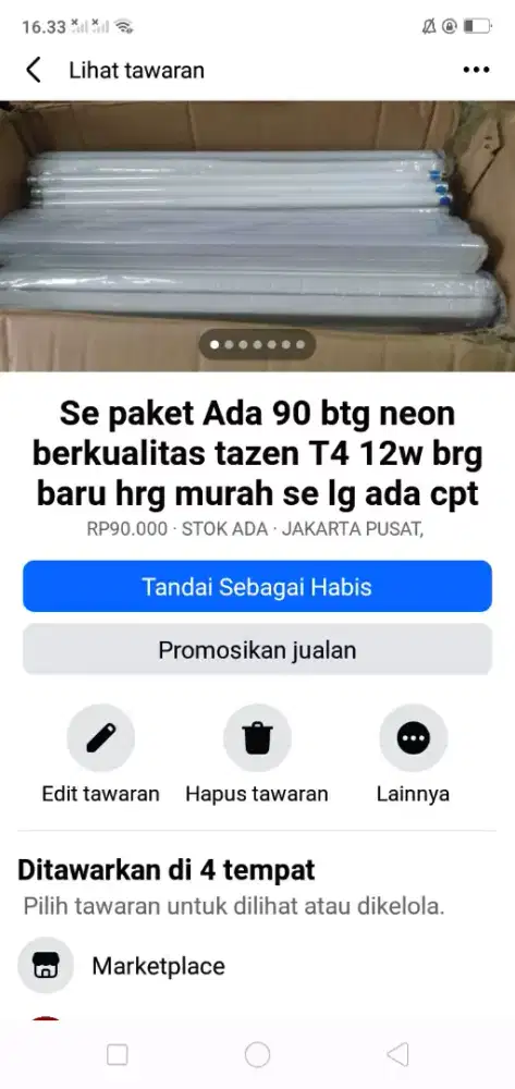 Se paket ada 90 btg lampu neon brg baru hrg murah cpt dpt yah