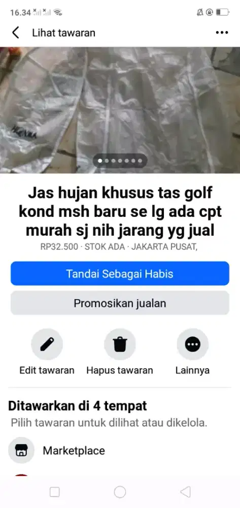 Jas hujan khusus tas permainan golf brg baru hrg murah se lg ada cpt