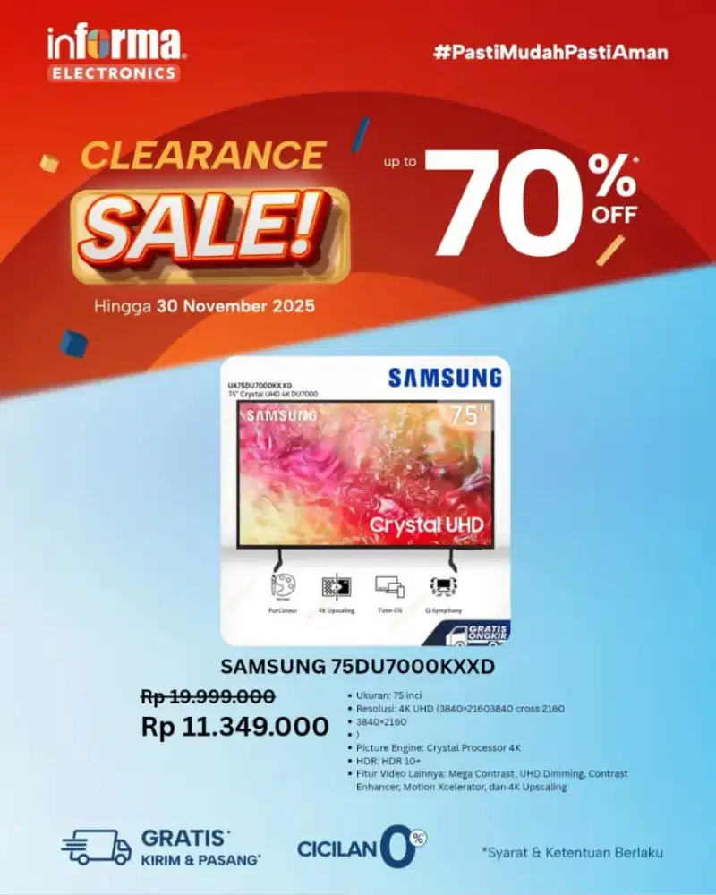 LED TV SAMSUNG 75INCI CLERANCE SALE HANYA DI INFORMA PURI