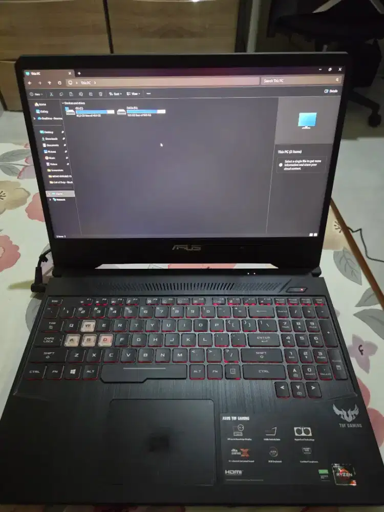 Laptop ASUS TUF FX505DT RAM 16GB, GTX 1650, SSD NVME 500GB, HDD 1TB