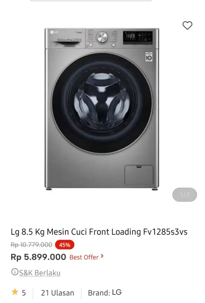 LG MESIN CUCI FRONT LOADING 8.5KG