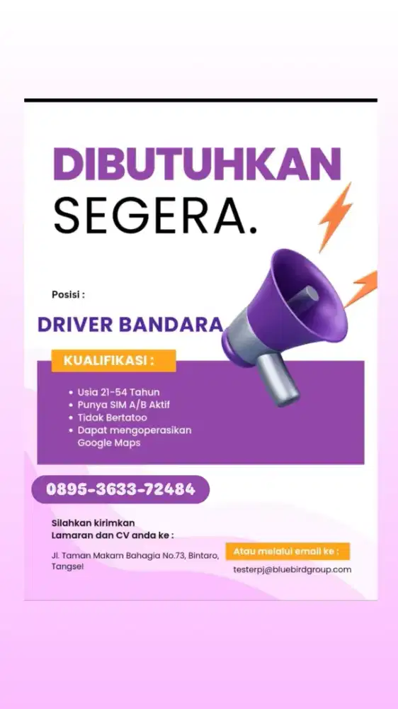 LOWONGAN DRIVER BANDARA