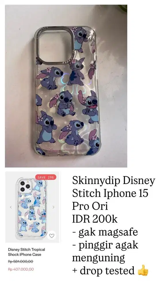 Preloved Skinnydip London Stitch Case Iphone 15 Pro 100% ORI